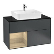 V&B Waschtischunterschrank Wandbeleuchtung Finion 100, Pl b m, Reg li Oa ven, md bl. m Lac