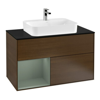 V&B Waschtischunterschrank Wandbeleuchtung Finion 100, Pl b m, Reg li Oli. m Lac, wal ven