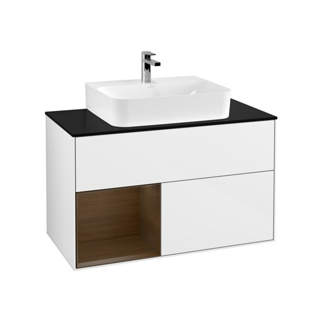 V&B Waschtischunterschrank Wandbeleuchtung Finion 100, Pl b m, Reg li wal ven, glo wh. Lac