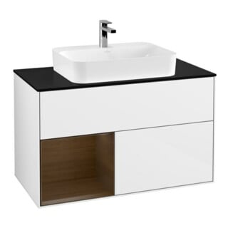 V&B Waschtischunterschrank Wandbeleuchtung Finion 100, Pl b m, Reg li wal ven, glo wh. Lac
