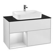 V&B Waschtischunterschrank Wandbeleuchtung Finion 100, Pl b m, Reg li wh. m Lac, wh. m Lac