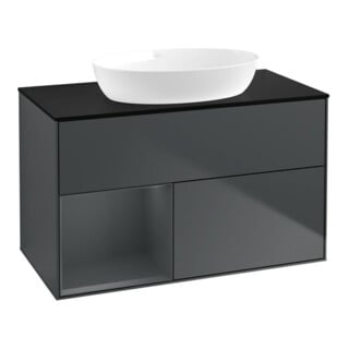 V&B Waschtischunterschrank Wandbeleuchtung Finion 100, Pl b m, Reg md m Lac, md bl. m Lac