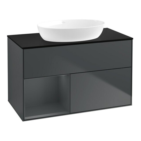 V&B Waschtischunterschrank Wandbeleuchtung Finion 100, Pl b m, Reg md m Lac, md bl. m Lac