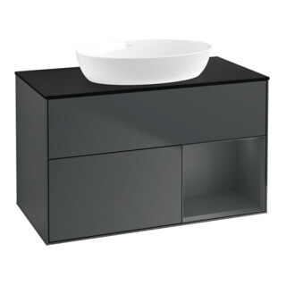 V&B Waschtischunterschrank Wandbeleuchtung Finion 100, Pl b m, Reg md m Lac, md bl. m Lac