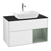 V&B Waschtischunterschrank Wandbeleuchtung Finion 100, Pl b m, Reg Oli. m Lac, glo wh. Lac