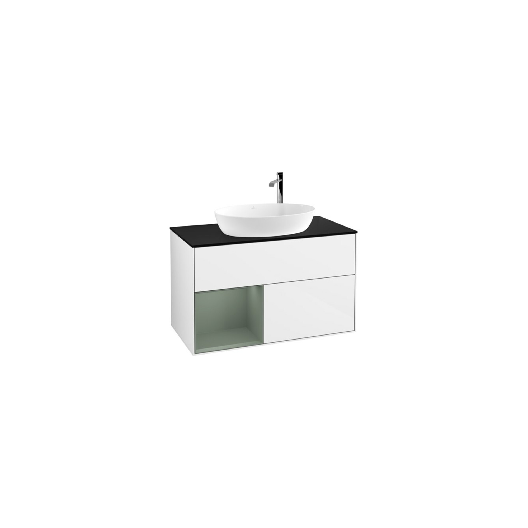 V&B Waschtischunterschrank Wandbeleuchtung Finion 100, Pl b m, Reg Oli. m Lac, glo wh. Lac ; Villeroy & Boch
