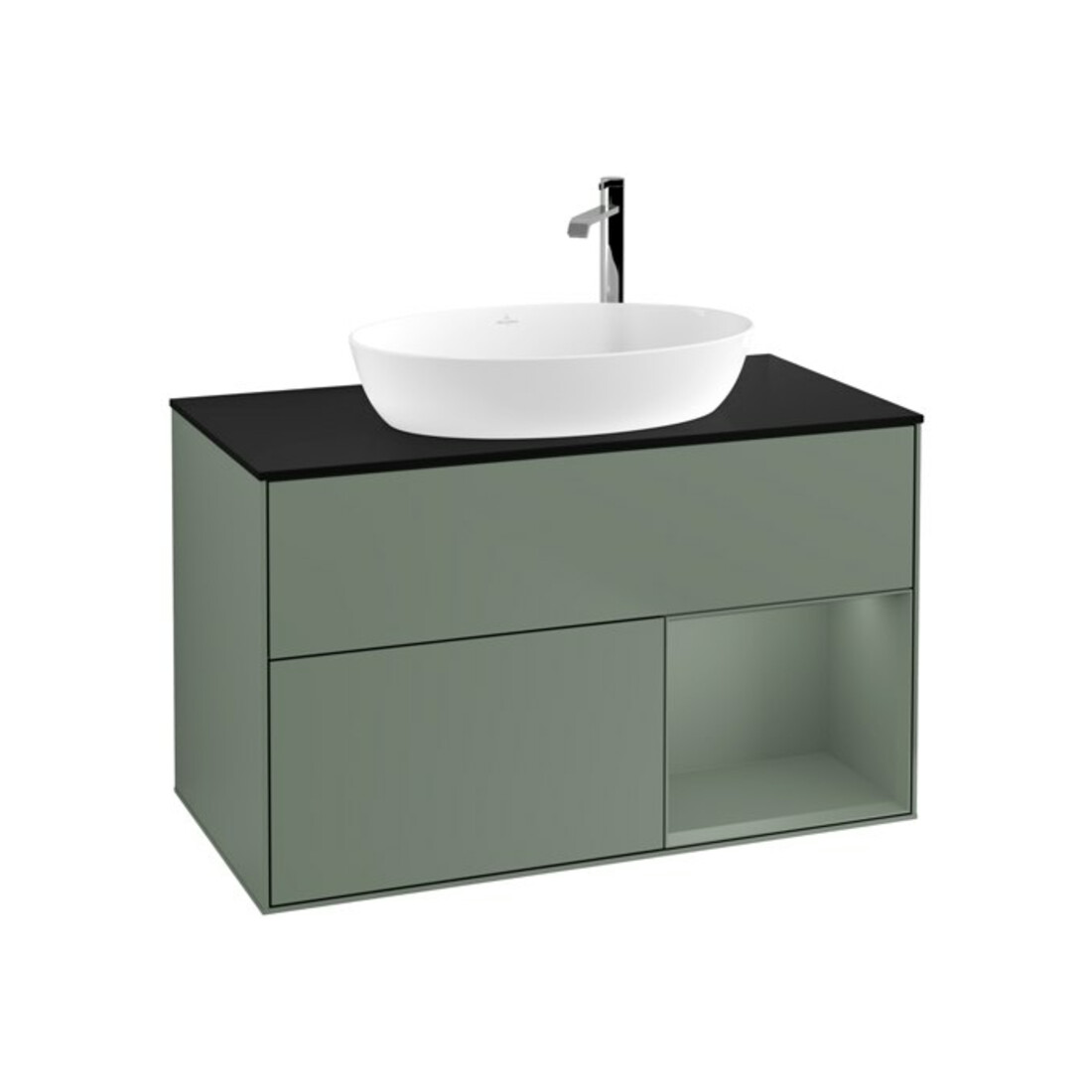 V&B Waschtischunterschrank Wandbeleuchtung Finion 100, Pl b m, Reg Oli. m Lac, Oli. m Lac