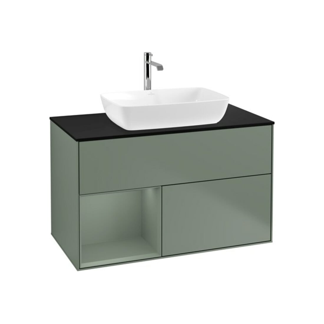 V&B Waschtischunterschrank Wandbeleuchtung Finion 100, Pl b m, Reg Oli. m Lac, Oli. m Lac