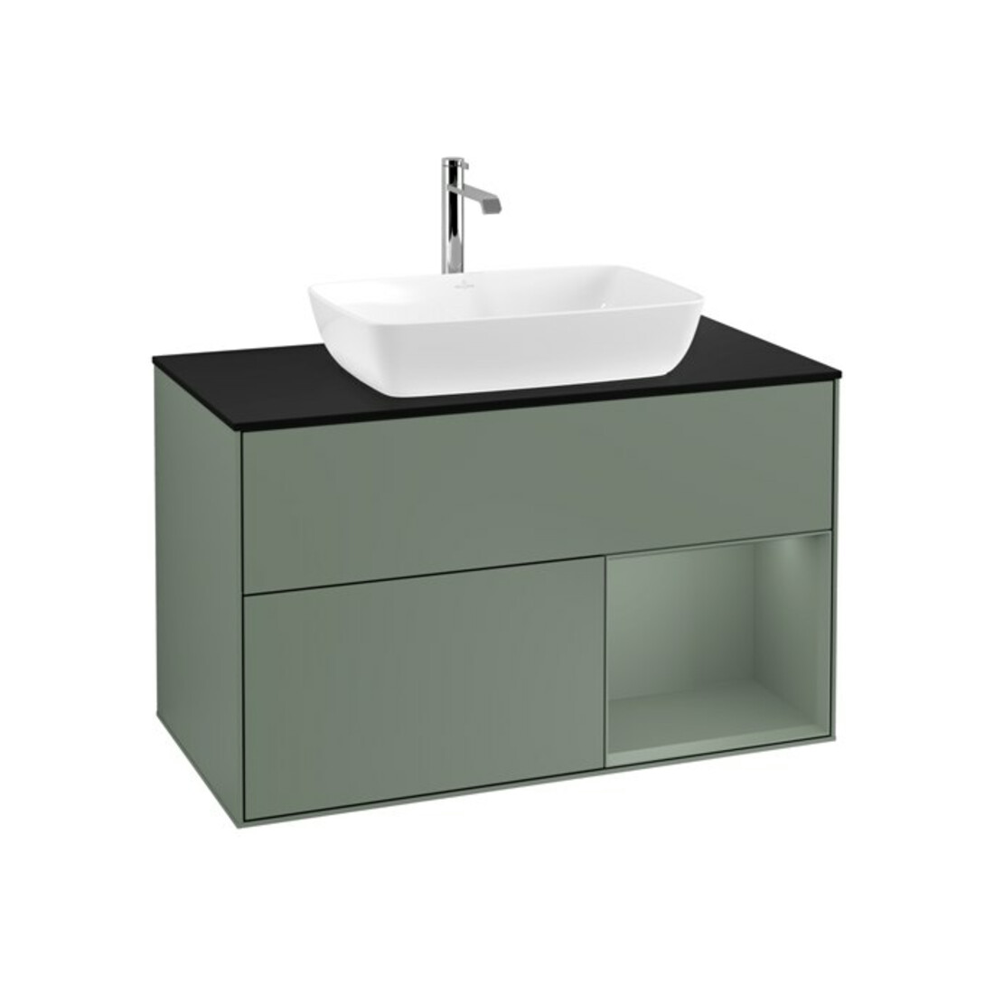 V&B Waschtischunterschrank Wandbeleuchtung Finion 100, Pl b m, Reg Oli. m Lac, Oli. m Lac