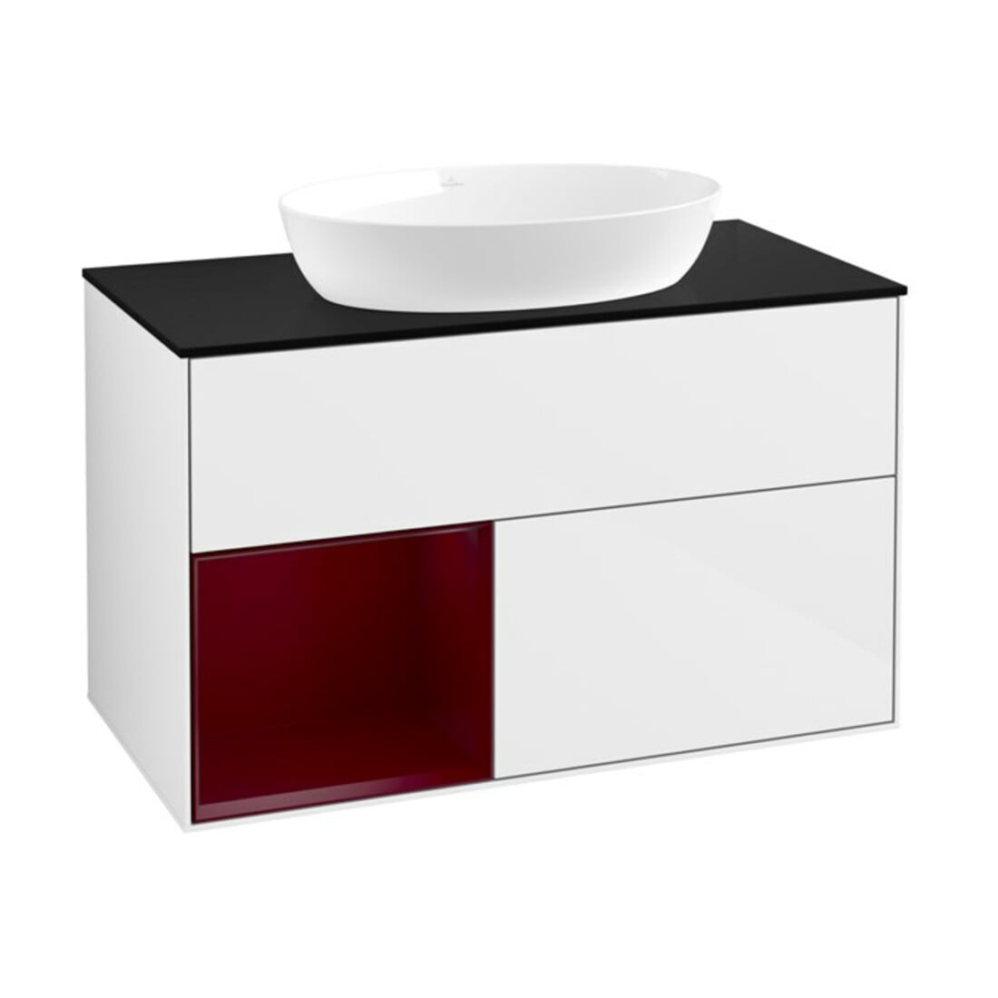 V&B Waschtischunterschrank Wandbeleuchtung Finion 100, Pl b m, Reg Peo m Lac, glo wh. Lac