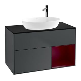 V&B Waschtischunterschrank Wandbeleuchtung Finion 100, Pl b m, Reg Peo m Lac, md bl. m Lac