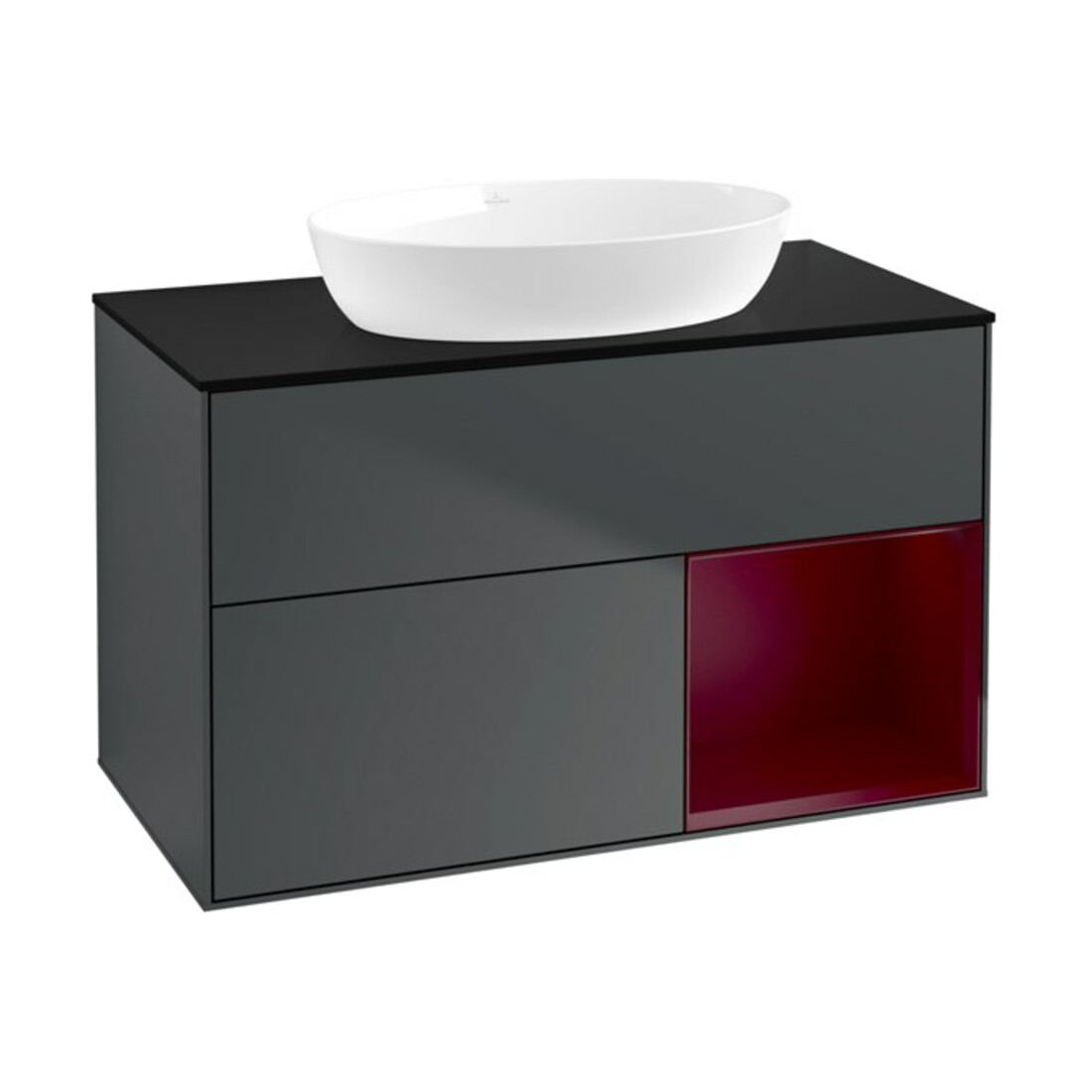 V&B Waschtischunterschrank Wandbeleuchtung Finion 100, Pl b m, Reg Peo m Lac, md bl. m Lac