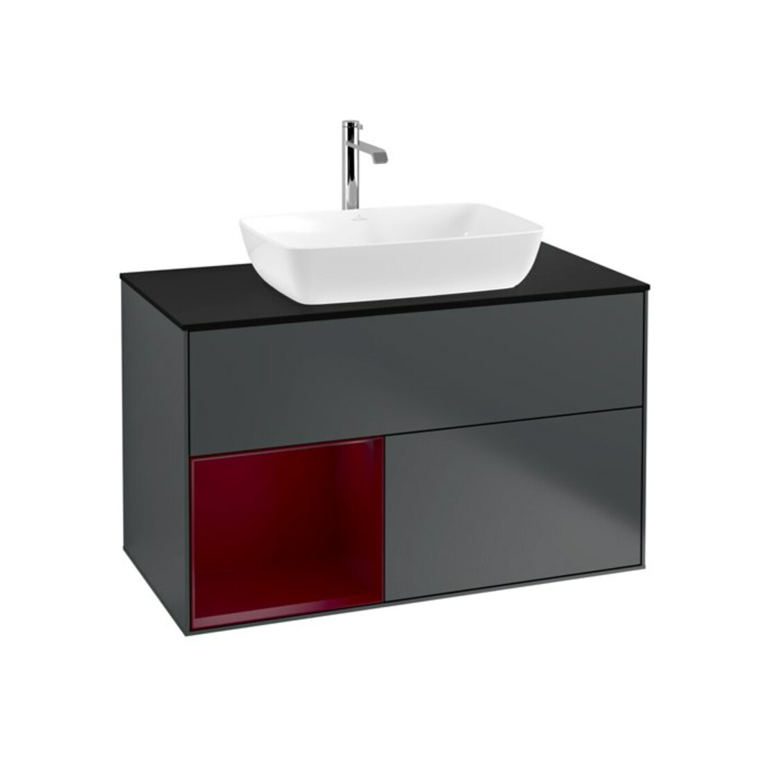 V&B Waschtischunterschrank Wandbeleuchtung Finion 100, Pl b m, Reg Peo m Lac, md bl. m Lac