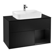 V&B Waschtischunterschrank Wandbeleuchtung Finion 100, Pl b m, Reg re bla m Lac, bla m Lac