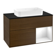 V&B Waschtischunterschrank Wandbeleuchtung Finion 100, Pl b m, Reg re glo wh. Lac, wal ven