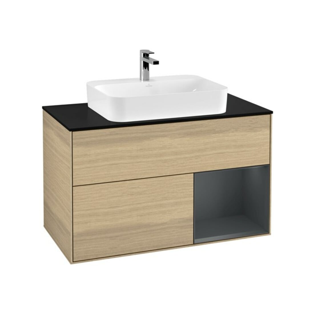 V&B Waschtischunterschrank Wandbeleuchtung Finion 100, Pl b m, Reg re md bl. m Lac, Oa ven