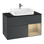 V&B Waschtischunterschrank Wandbeleuchtung Finion 100, Pl b m, Reg re Oa ven, md bl. m Lac