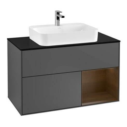 V&B Waschtischunterschrank Wandbeleuchtung Finion 100, Pl b m, Reg re wal ven, Anthrac. m