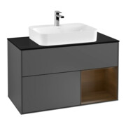 V&B Waschtischunterschrank Wandbeleuchtung Finion 100, Pl b m, Reg re wal ven, Anthrac. m