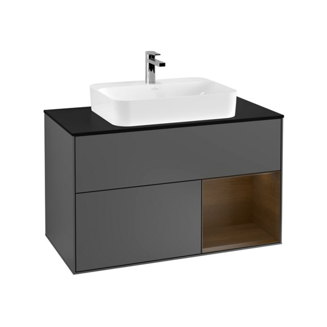 V&B Waschtischunterschrank Wandbeleuchtung Finion 100, Pl b m, Reg re wal ven, Anthrac. m