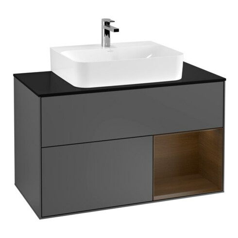 V&B Waschtischunterschrank Wandbeleuchtung Finion 100, Pl b m, Reg re wal ven, Anthrac. m