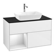 V&B Waschtischunterschrank Wandbeleuchtung Finion 100, Pl b m, Reg wh. m Lac, glo wh. Lac
