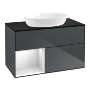 V&B Waschtischunterschrank Wandbeleuchtung Finion 100, Pl b m, Reg wh. m Lac, md bl. m Lac