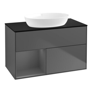 V&B Waschtischunterschrank Wandbeleuchtung Finion 100, Pl b m, Rg A m Lac, Anthrac. m