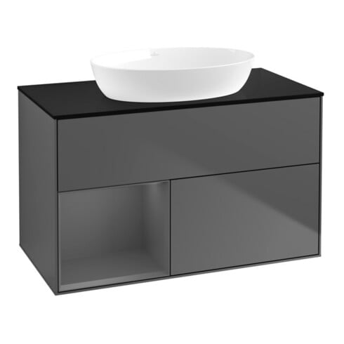 V&B Waschtischunterschrank Wandbeleuchtung Finion 100, Pl b m, Rg A m Lac, Anthrac. m