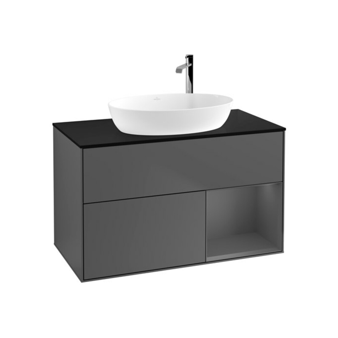 V&B Waschtischunterschrank Wandbeleuchtung Finion 100, Pl b m, Rg A m Lac, Anthrac. m