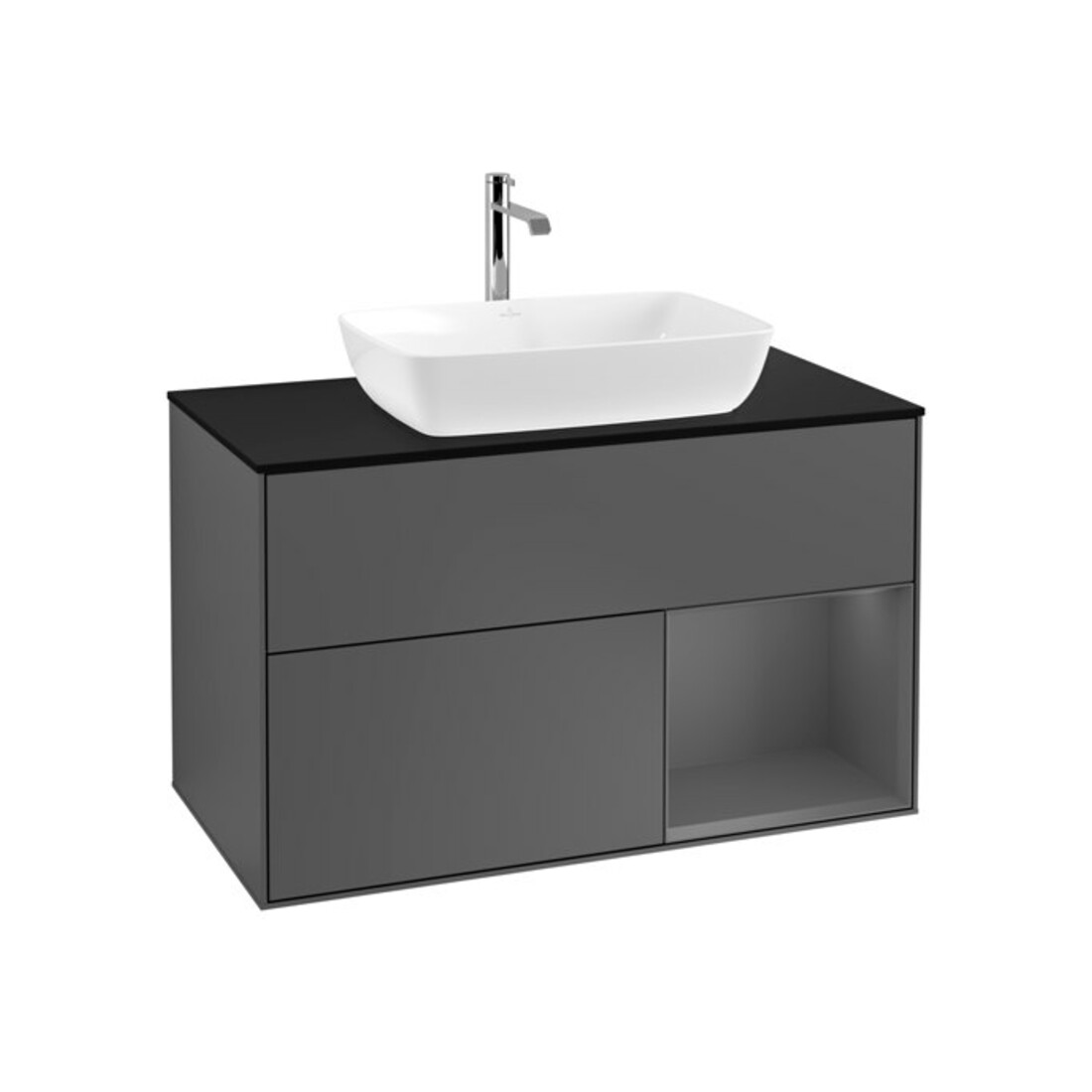 V&B Waschtischunterschrank Wandbeleuchtung Finion 100, Pl b m, Rg A m Lac, Anthrac. m