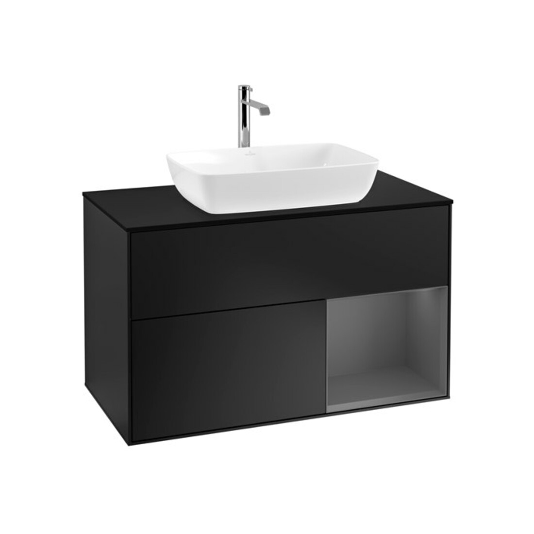 V&B Waschtischunterschrank Wandbeleuchtung Finion 100, Pl b m, Rg A m Lac, bla m Lac