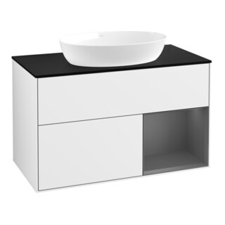 V&B Waschtischunterschrank Wandbeleuchtung Finion 100, Pl b m, Rg A m Lac, glo wh. Lac