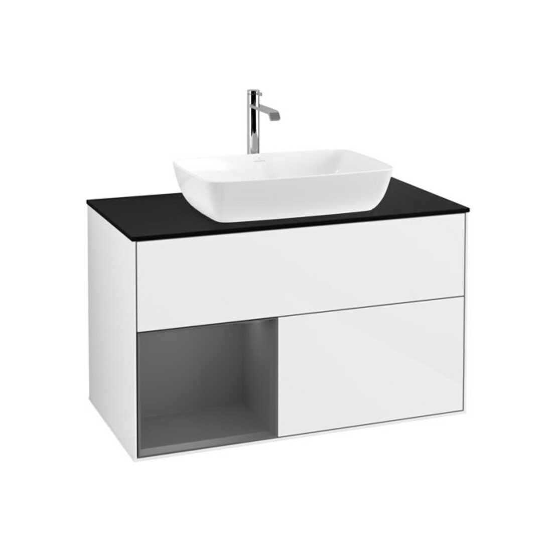 V&B Waschtischunterschrank Wandbeleuchtung Finion 100, Pl b m, Rg A m Lac, glo wh. Lac