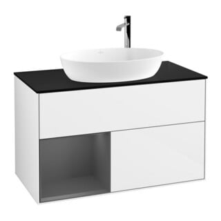 V&B Waschtischunterschrank Wandbeleuchtung Finion 100, Pl b m, Rg A m Lac, glo wh. Lac