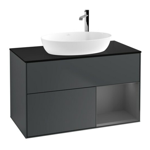 V&B Waschtischunterschrank Wandbeleuchtung Finion 100, Pl b m, Rg A m Lac, md bl. m Lac