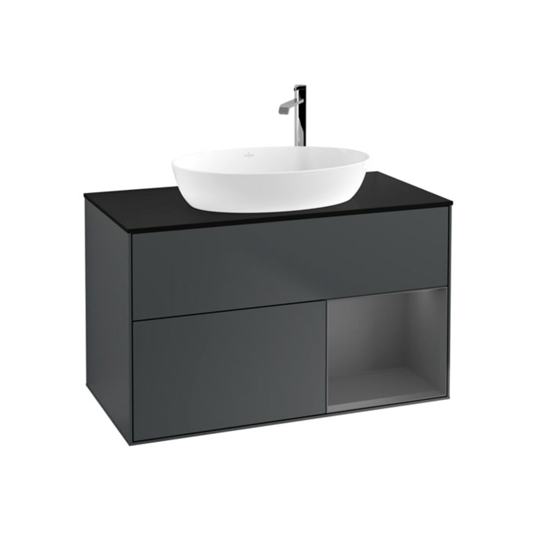 V&B Waschtischunterschrank Wandbeleuchtung Finion 100, Pl b m, Rg A m Lac, md bl. m Lac