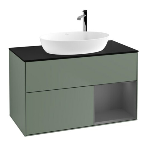 V&B Waschtischunterschrank Wandbeleuchtung Finion 100, Pl b m, Rg A m Lac, Oli. m Lac