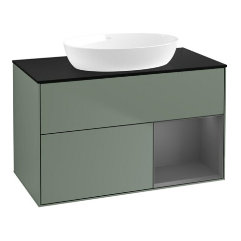 V&B Waschtischunterschrank Wandbeleuchtung Finion 100, Pl b m, Rg A m Lac, Oli. m Lac