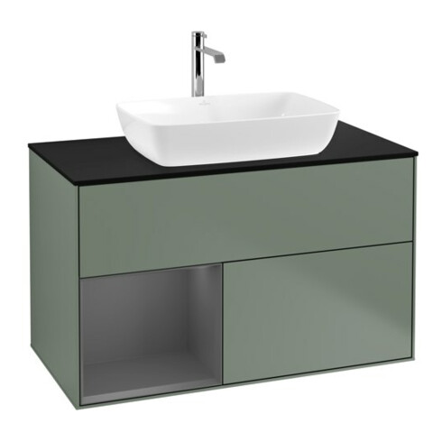 V&B Waschtischunterschrank Wandbeleuchtung Finion 100, Pl b m, Rg A m Lac, Oli. m Lac