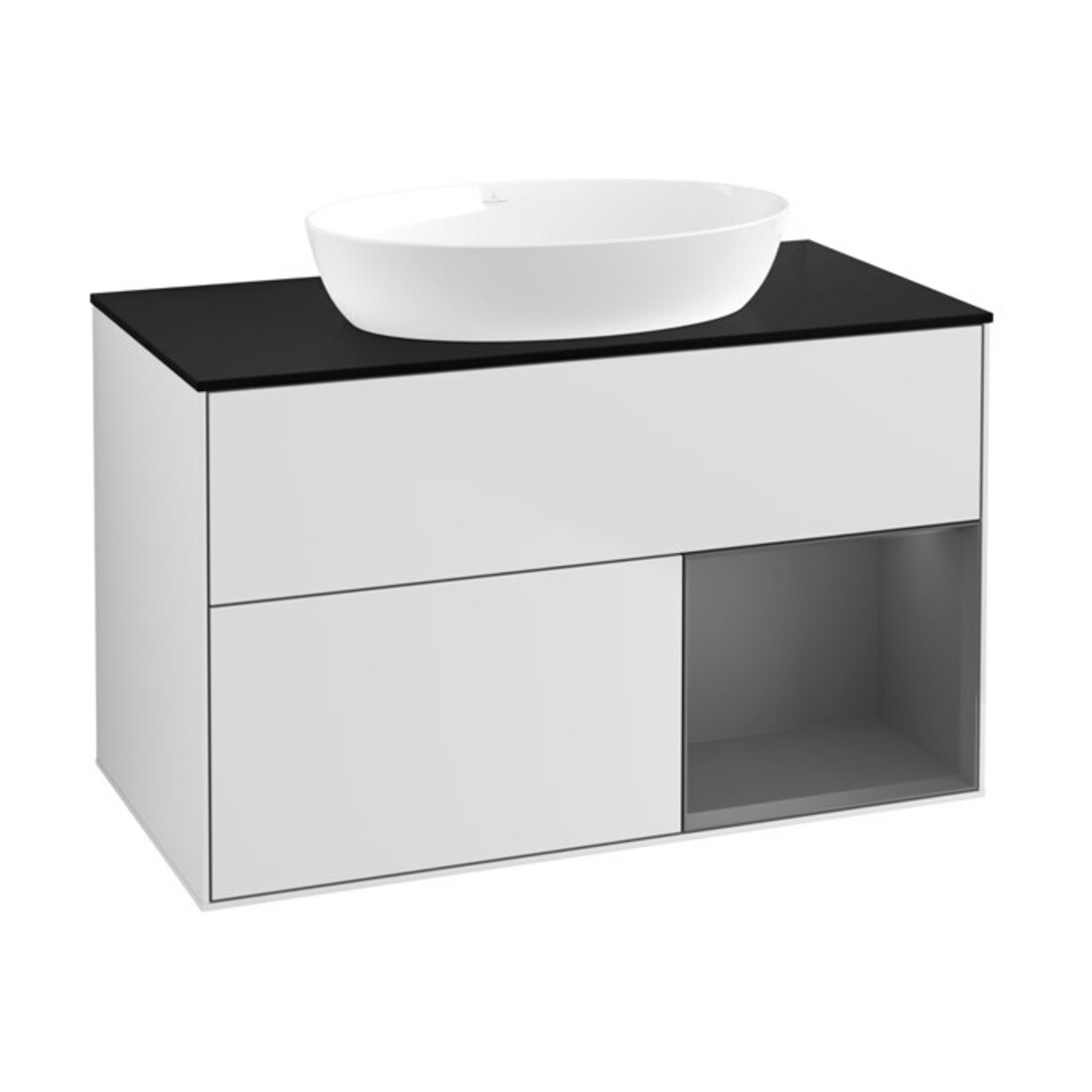 V&B Waschtischunterschrank Wandbeleuchtung Finion 100, Pl b m, Rg A m Lac, wh. m Lac
