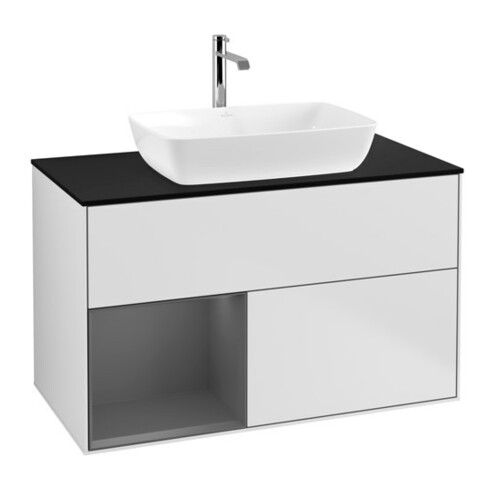 V&B Waschtischunterschrank Wandbeleuchtung Finion 100, Pl b m, Rg A m Lac, wh. m Lac