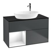 V&B Waschtischunterschrank Wandbeleuchtung Finion 100, Pl b m, Rg g wh. Lac, md bl. m Lac