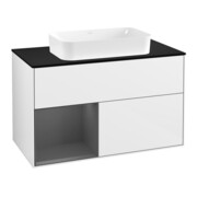 V&B Waschtischunterschrank Wandbeleuchtung Finion 100, Pl b m, Rg l A m, glo wh. Lac