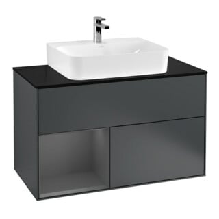 V&B Waschtischunterschrank Wandbeleuchtung Finion 100, Pl b m, Rg l A m, md bl. m Lac