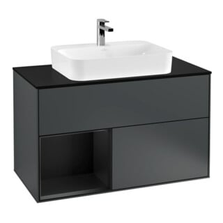 V&B Waschtischunterschrank Wandbeleuchtung Finion 100, Pl b m, Rg l b m Lac, md bl. m Lac
