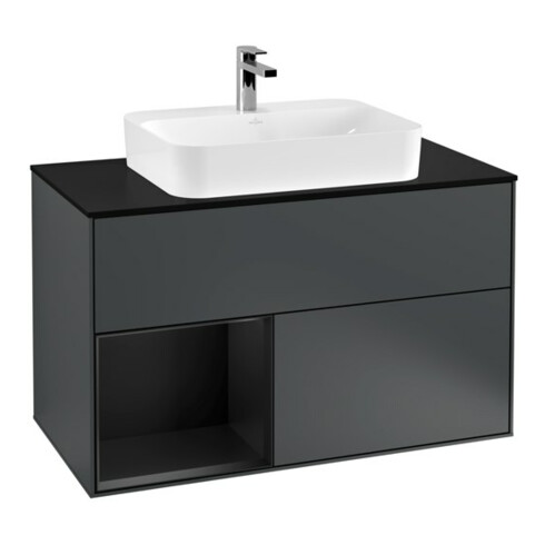 V&B Waschtischunterschrank Wandbeleuchtung Finion 100, Pl b m, Rg l b m Lac, md bl. m Lac