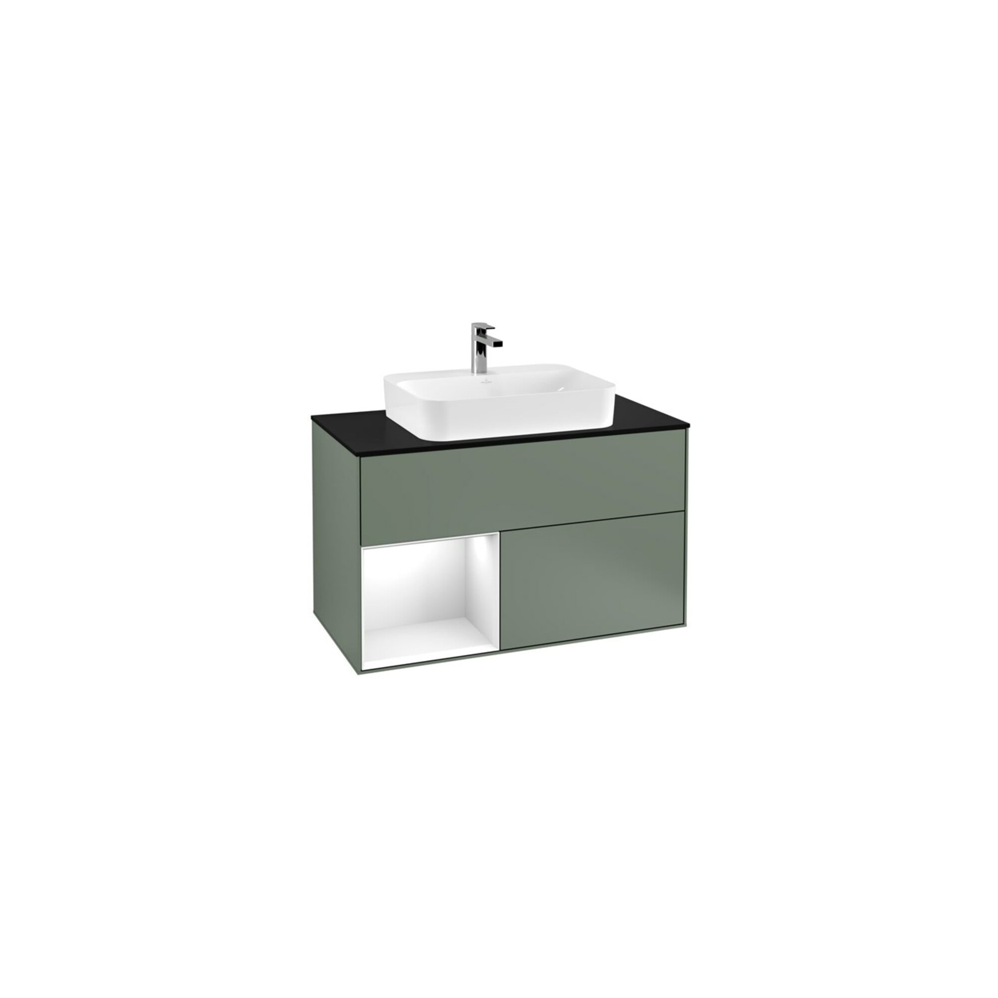 V&B Waschtischunterschrank Wandbeleuchtung Finion 100, Pl b m, Rg l g wh. Lac, Oli. m Lac ; Villeroy & Boch