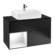 V&B Waschtischunterschrank Wandbeleuchtung Finion 100, Pl b m, Rg l glo wh. Lac, bla m Lac