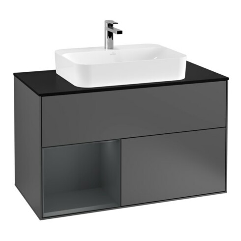 V&B Waschtischunterschrank Wandbeleuchtung Finion 100, Pl b m, Rg l md b m Lac, Anthrac. m